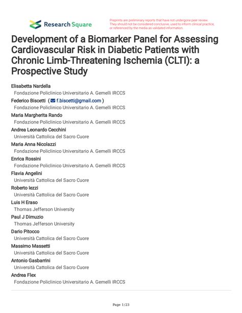 Pdf Development Of A Biomarker Panel For Assessing Cardiovascular