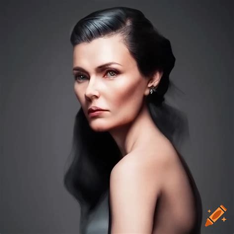 portrait of an elegant mature woman with dark hair on craiyon