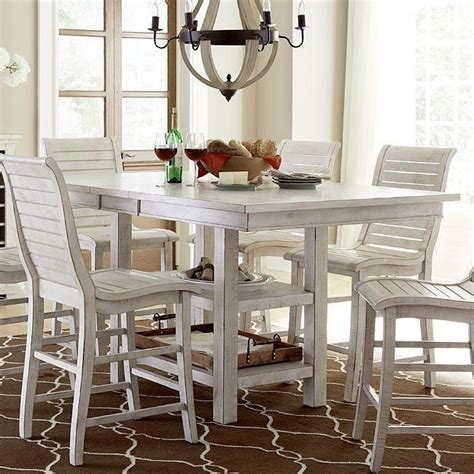 Any chair or bench you choose can be stacked under table when not in use to save space. Willow Rectangular Counter Height Table (Distressed White ...