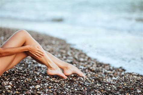 Women S Beautiful Legs On The Beach Stock Photo Image Of Ocean