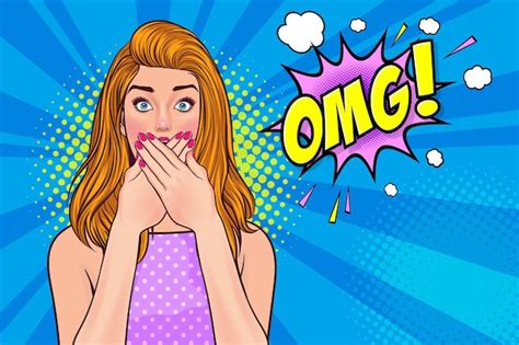 Premium Vector Shocked Woman Covered Her Mouth With Her Hands Say Omg In Pop Art Comic Style