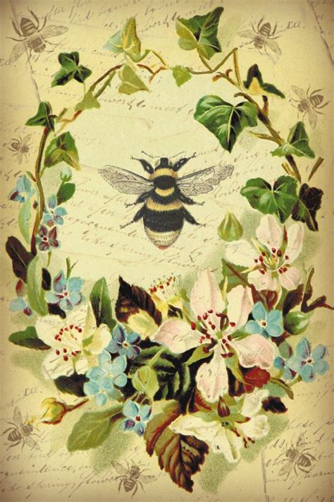 vintage floral & bee images | Bee art, Free vintage printables, Bee