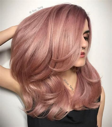 Use this technique to try out a touch of rose gold on your dark brown hair. SO PRETTY! Rose gold hair by @guy_tang. | PINK IS MY ...