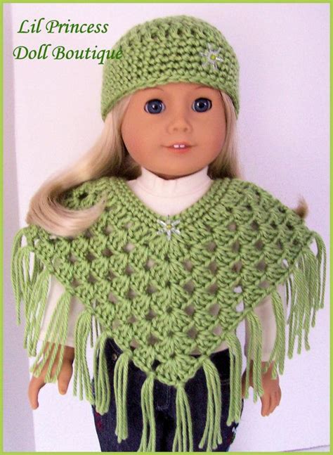 Fits American Girl Doll Pistachio Poncho Set Crochet Etsy American