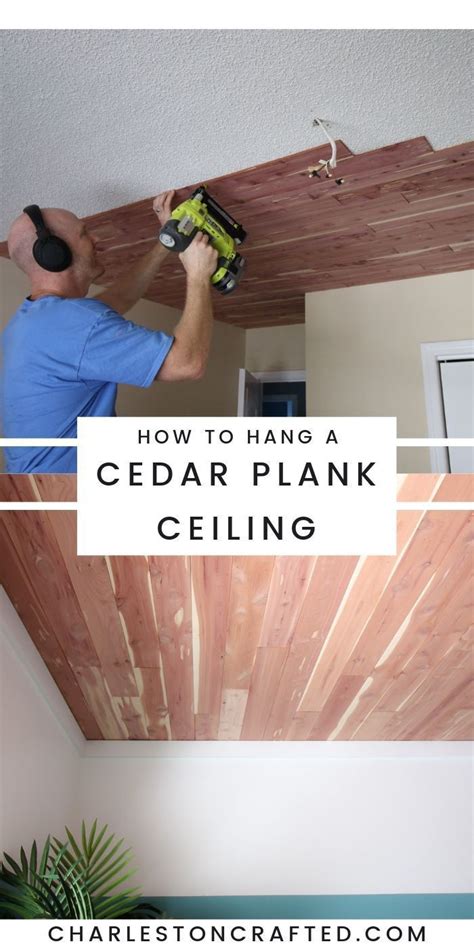 How to diy a wood planked ceiling. How to hang a cedar plank ceiling over popcorn ceilings ...