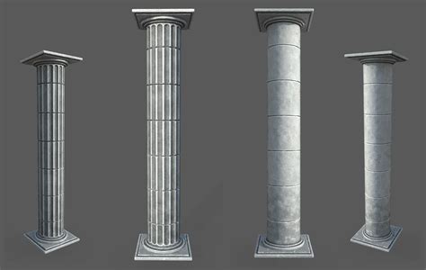 3d Model 2 Roman Columns Vr Ar Low Poly Cgtrader