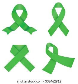 Four Green Awareness Ribbons Isolated On Stock Vector Royalty Free