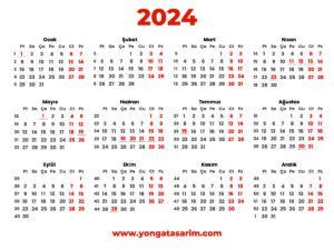 2024 Yılı Takvim Vektörel PDF YONGA TASARIM reklam grafik web