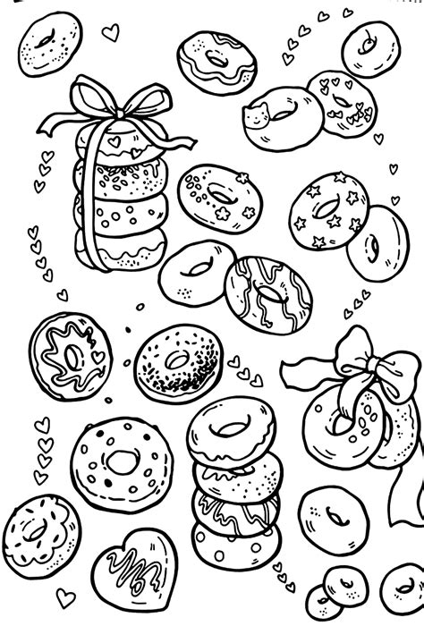Small Donut And Coffee Friends For Printable Card Coloring Rocks