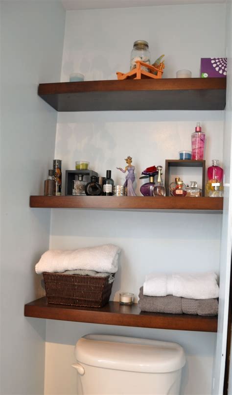 Not only bathroom over toilet shelf, you could also find another pics such as bathroom shelves, bathroom glass shelf over toilet, over the toilet cabinet, and over the toilet shelving. Floating Shelves Above Toilet (21 Image) | Wall Shelves