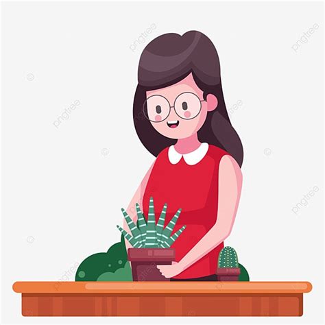 Plant Mom Png Image Cartoon Mom Planting Flowers Mother Woman Grow