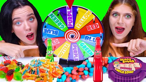 Asmr Mystery Wheel With Colored Candy Race Eating Sounds Lilibu Youtube