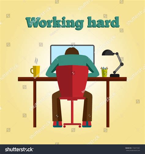 Man Working Hard Vector Flat Illustration Stock Vector 174271541
