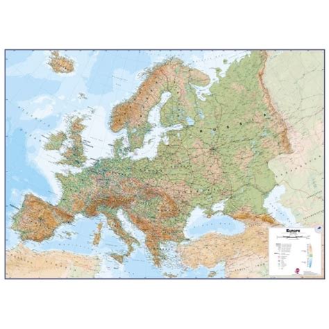 Europe Physical Wall Map Laminated 1 4 3 Million