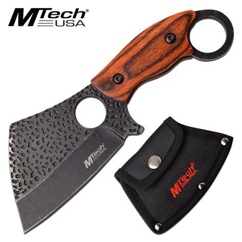 725 Inch Mtech Fixed Blade Cleaver Knife Brown Pakkawood Handle