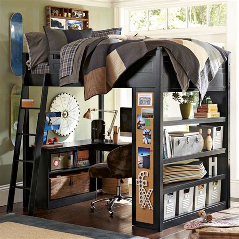 Skateboard Themed Bunk Bed With Workspace Boys Room Interior Design Ideas