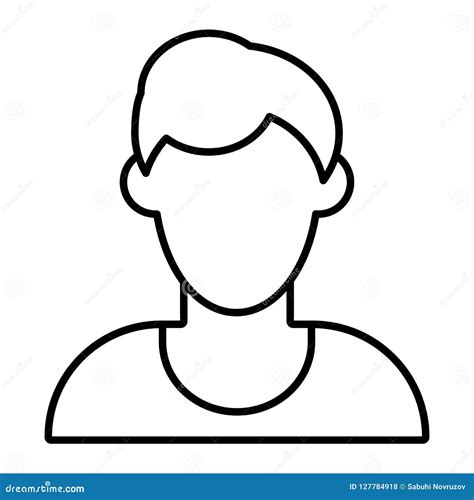 Man Faceless Avatar Line Icon Default Profile Vector Illustration