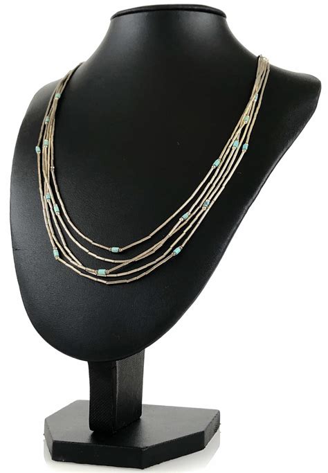 Lot Vtg Native Silver Turquoise Strand Necklace