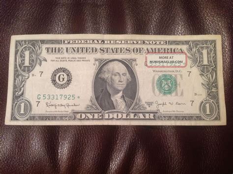 1963 One Dollar Bill Star Note Barr Note Circulated Federal Reserve Note