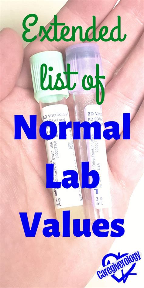 Normal ranges will vary between labs * hematology hgb: List of Normal Lab Values and Tube Colors - Caregiverology ...