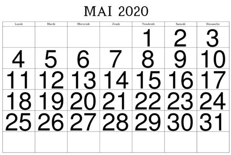Calendrier Mai 2020 Pdf Imprimable Imprimable