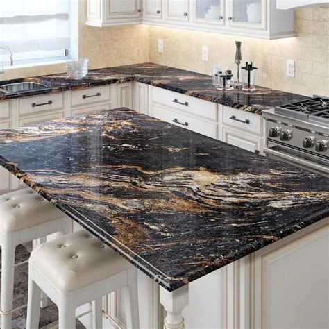White granite countertops emerging from utmost luxury, white granite countertops have been a trendy and timeless upgrade to many of the kitchens across the world. allen + roth Galactic Storm Granite Kitchen Countertop ...