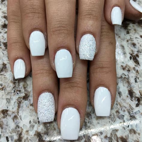 Shine Bright With This Fab All White Nail Art Acrylicnailart White