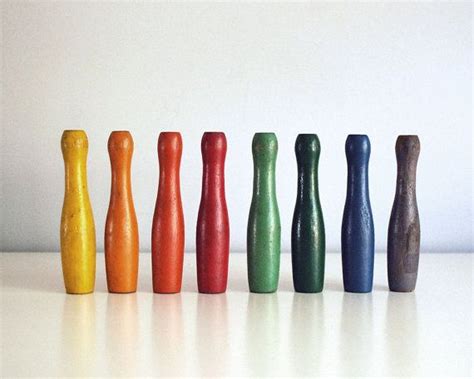 Miniature Bowling Pins Rainbow Wood Toys Vintage Games Etsy Rainbow