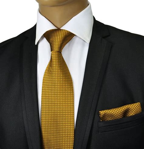 Extra Long Gold Silk Tie And Pocket Square Pocket Square Styles Tie