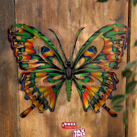 Metal Sculpture Butterfly Wall Art Colorful Steel Hanging 3d Home