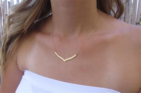 gold necklace gold chevron necklace geometric necklace simple gold necklace fashion gold