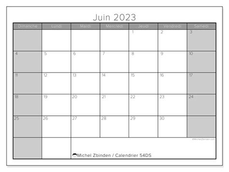 Calendriers Juin 2023 à Imprimer Michel Zbinden Ca