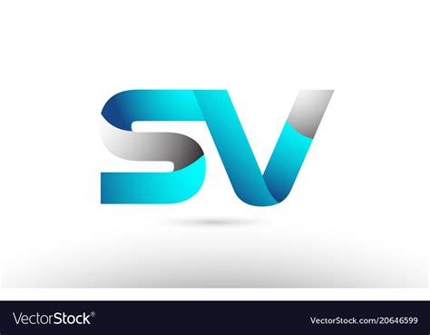 Grey Blue Alphabet Letter Sv S V Logo 3d Design Vector Image