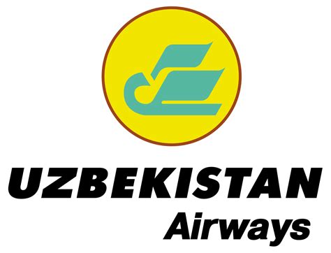 The Logo For Uzbekistan Airways Is Shown In Black And Yellow With An Orange Circle Around It