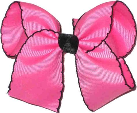 Large Moonstitch Hair Bow Hot Pink And Black Pink And Black Hair