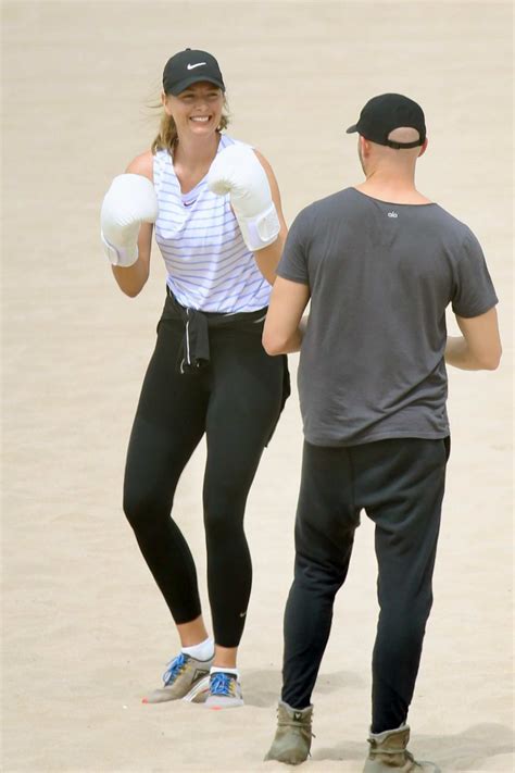 Maria Sharapova Shows Off Her Boxing Skills During A Workout Session On The Beach In Los Angeles
