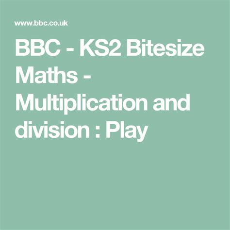 Bbc Ks2 Bitesize Maths Multiplication And Division Play Math Multiplication And