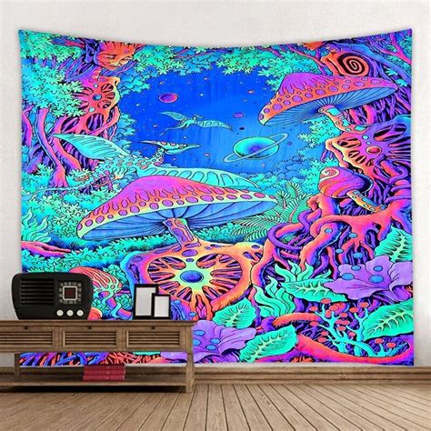 Magic Mushroom Wall Tapestry Psychedelic Wall Hanging Hippie Etsy