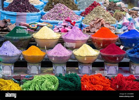 Colorful Spices In The Medina Of Marrakesh Morocco Stock Photo Alamy