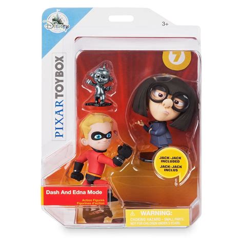 Disney Store Dash Edna Jack Jack Action Figure Set Pixar Toybox