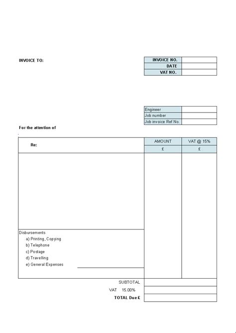 Free Blank Invoice Template For Excel