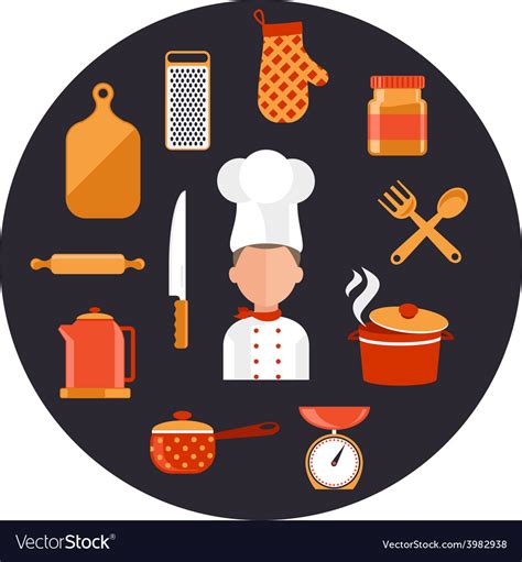 Cooking Serve Meals And Food Preparation Elements Vector Image
