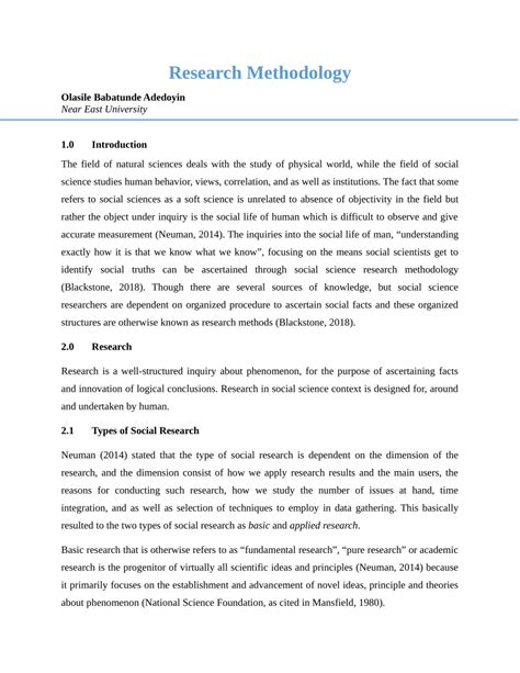 Research Methodology Sample Paper Pdf Research Method