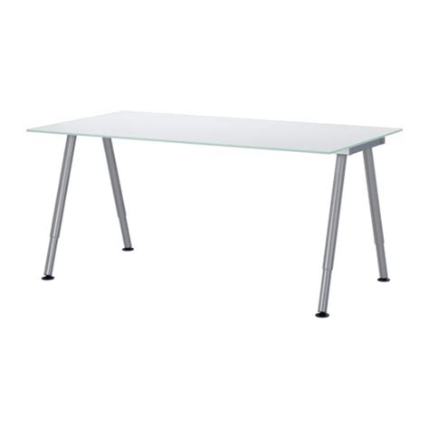 X IKEA GALANT BEKANT Tempered Glass Desk Table SILVER Furniture
