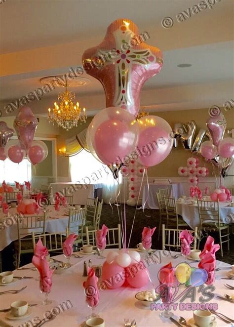 First Communions Christenings Or Religious Celebrations Centerpieces Balloon Decorations