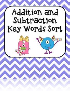Addition and Subtraction Key Words Sort by TN Teacher | TpT