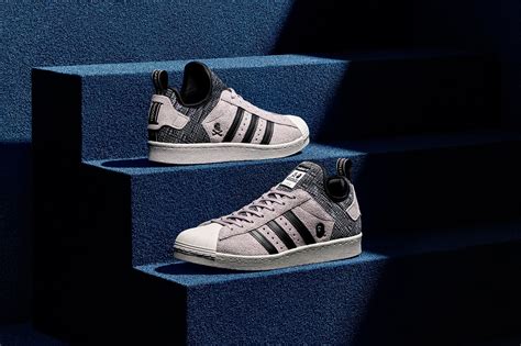 The bape x adidas originals superstar is coming back this year featuring mismatched branding across both shoes. Bape x Neighborhood x Adidas Superstar Boost | WAVE®