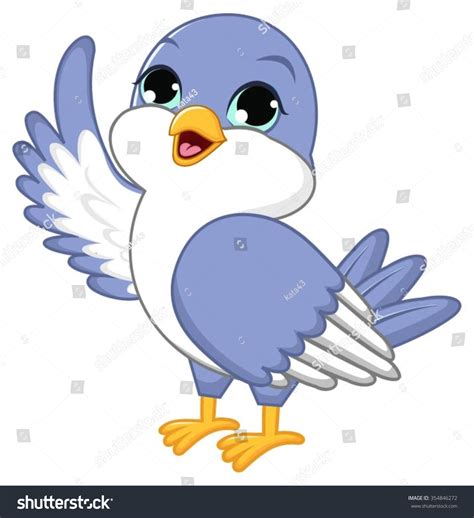 Cute Blue Bird Waving Wing Stock Vector Illustration 354846272