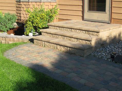 Our diy rectangular patio design is specifically designed for corner homes that have a 6' bump out. Paver Walkway Landscape Patio Step Designs Project Cobble Raised Do It Yourself Pavers ...