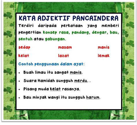 Kata pemeri ialah dan adalah digunakan untuk menghuraikan subjek rujukan tatabahasa dewan. KATA SIFAT (ADJEKTIF) I | NOTA BAHASA MALAYSIA